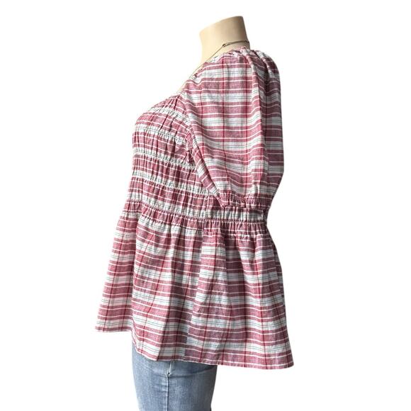 Lane Bryant Off Shoulder Summer Top Size 30/32 in Red and White - Picture 2 of 11